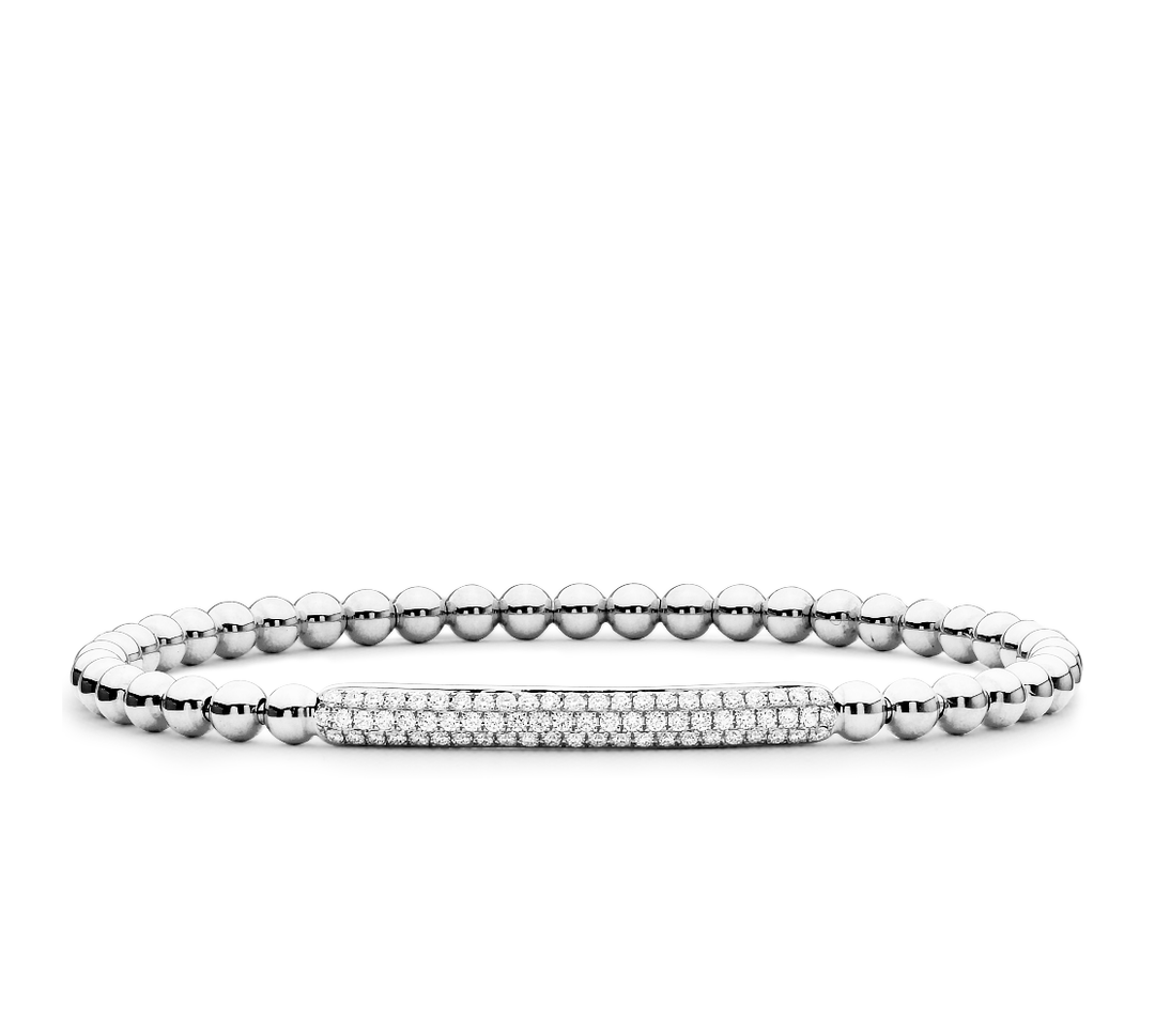 18K gold stretch bead bracelet with diamonds - SKU# 29621