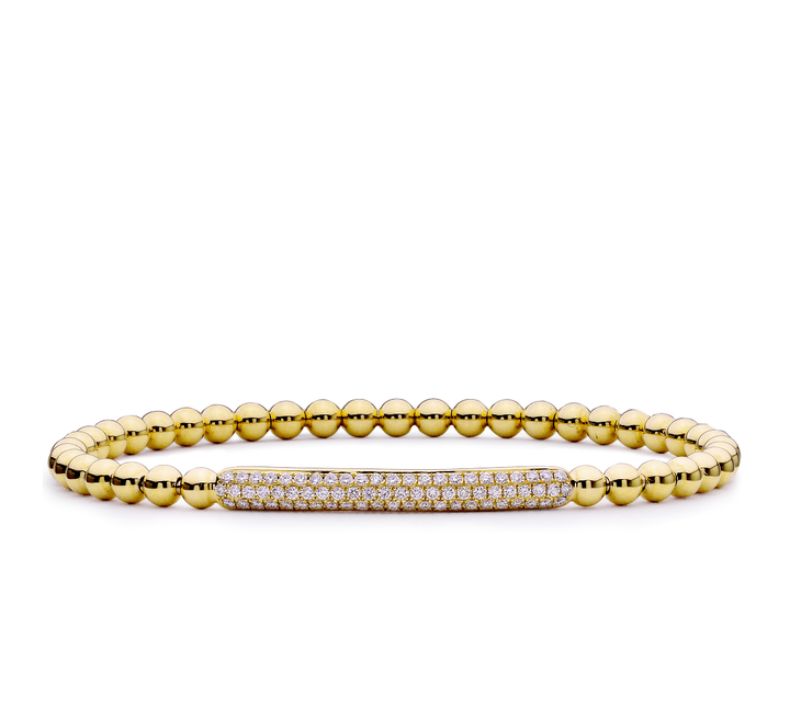 18K gold stretch bead bracelet with diamonds - SKU# 29621