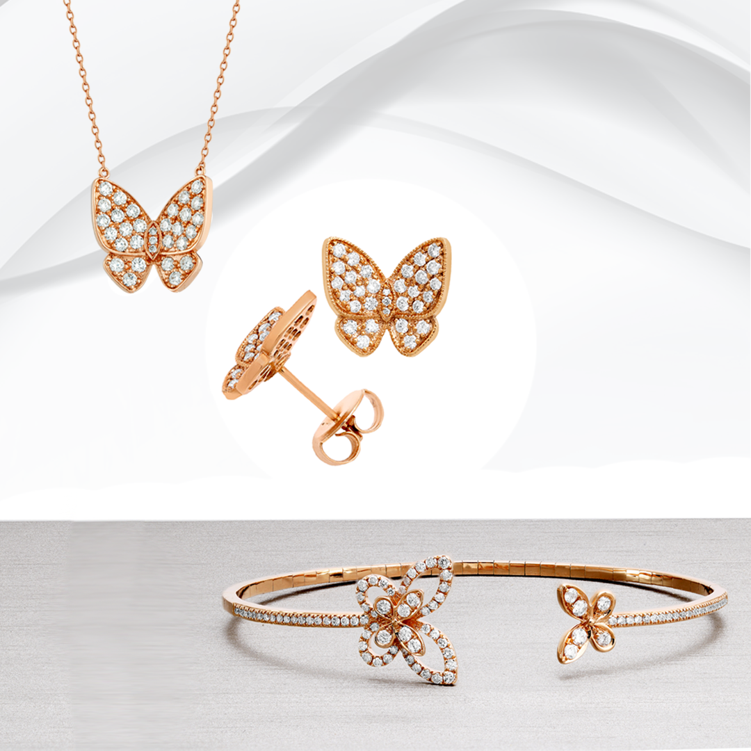 Butterfly diamond bangle in 18K gold - SKU#: 31242