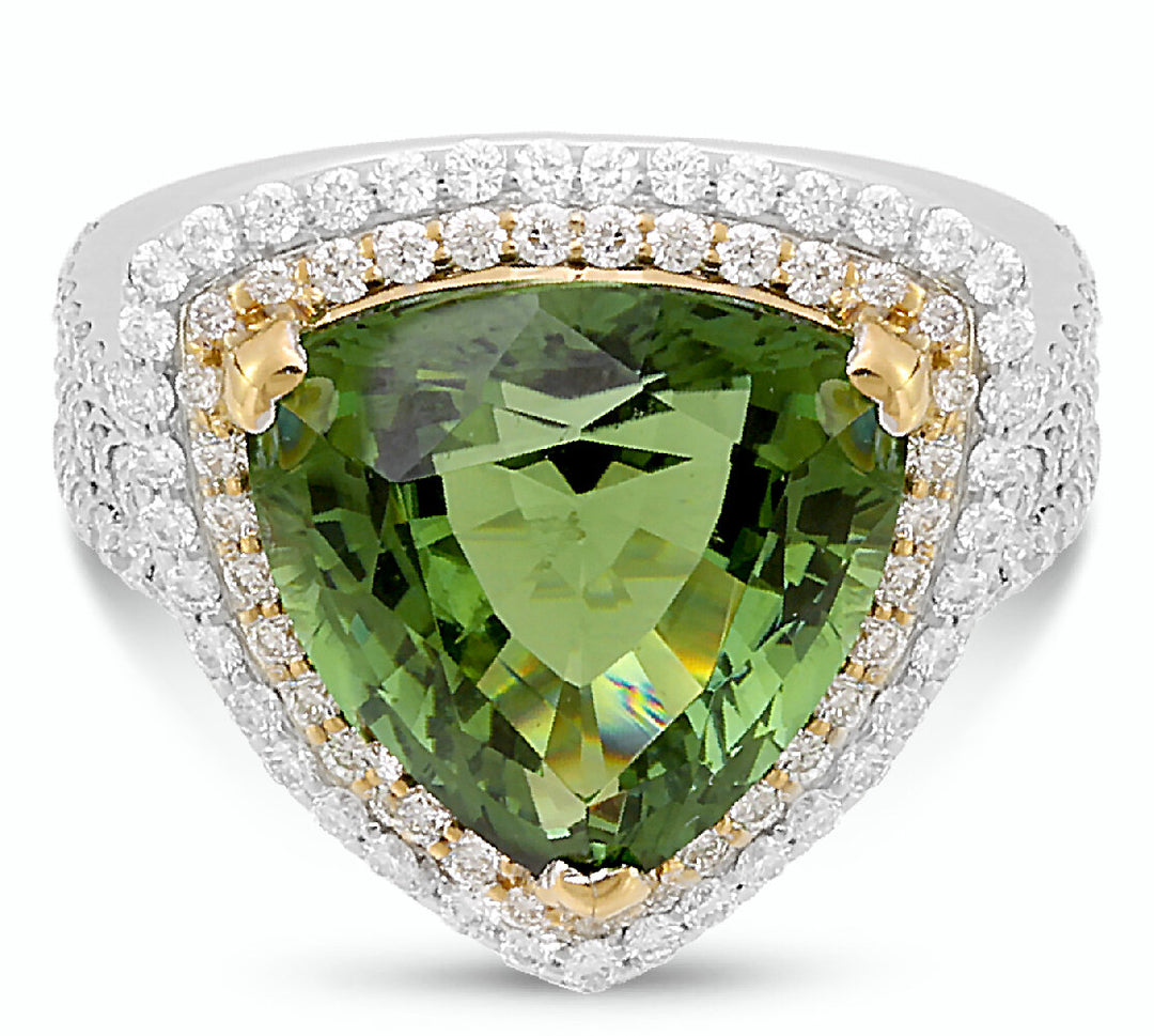 Diamond and tourmaline ring in 18K gold - SKU#: 16850