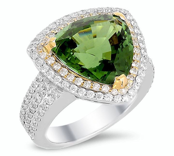 Diamond and tourmaline ring in 18K gold - SKU#: 16850