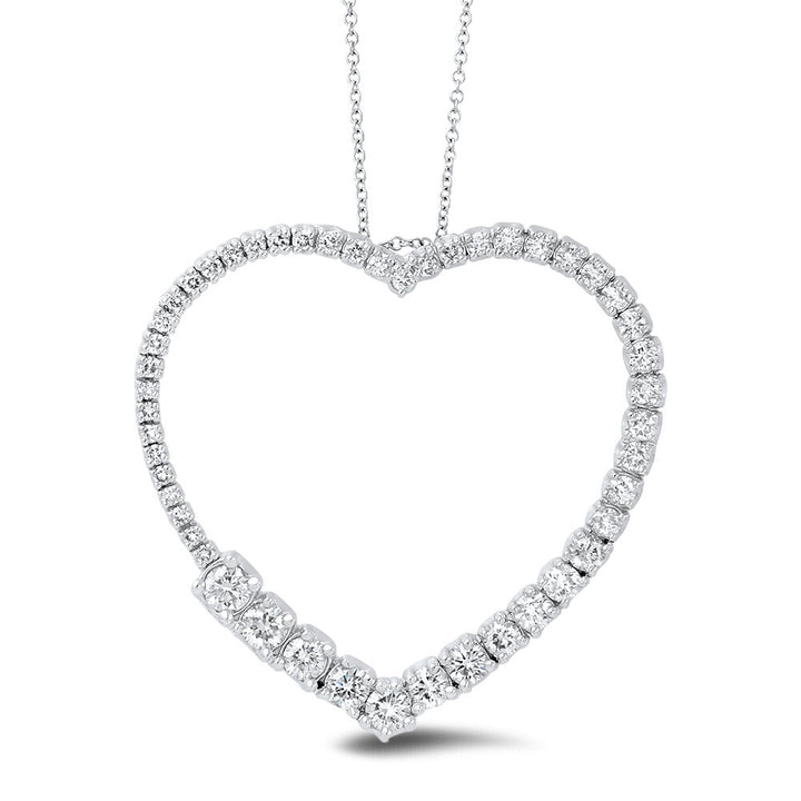 18K white gold heart shape diamond pendant - SKU#: 17851