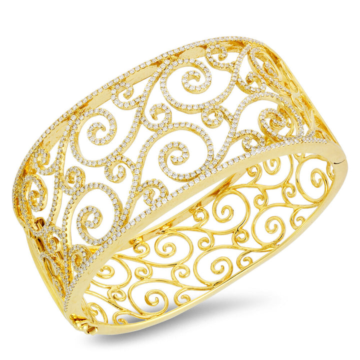 18K yellow gold diamond bangle - SKU#: 18364