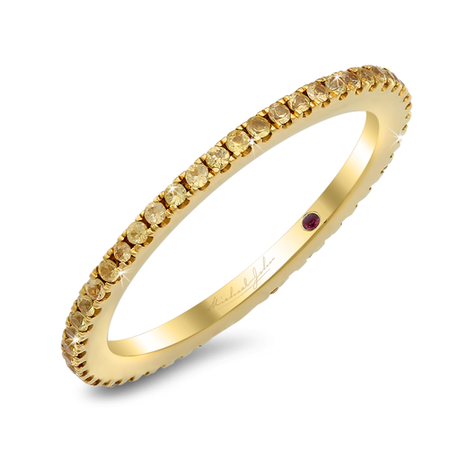 Everlasting love ring with sapphires in 18K yellow gold