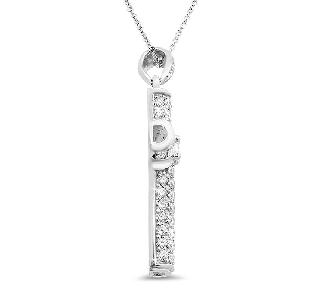 18K white gold diamond cross pendant - SKU#: 20693