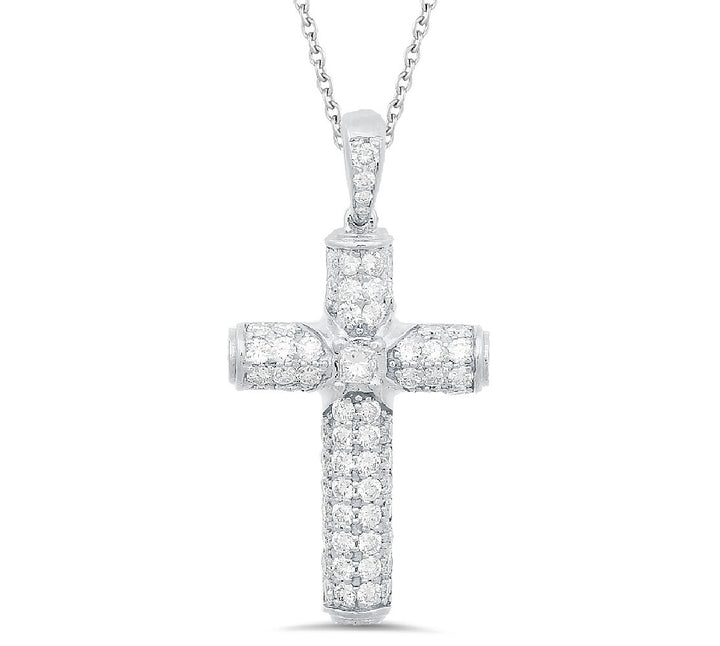 18K white gold diamond cross pendant - SKU#: 20693