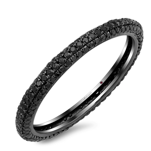 18K gold black rhodium eternity band with black diamonds - SKU#: 21567