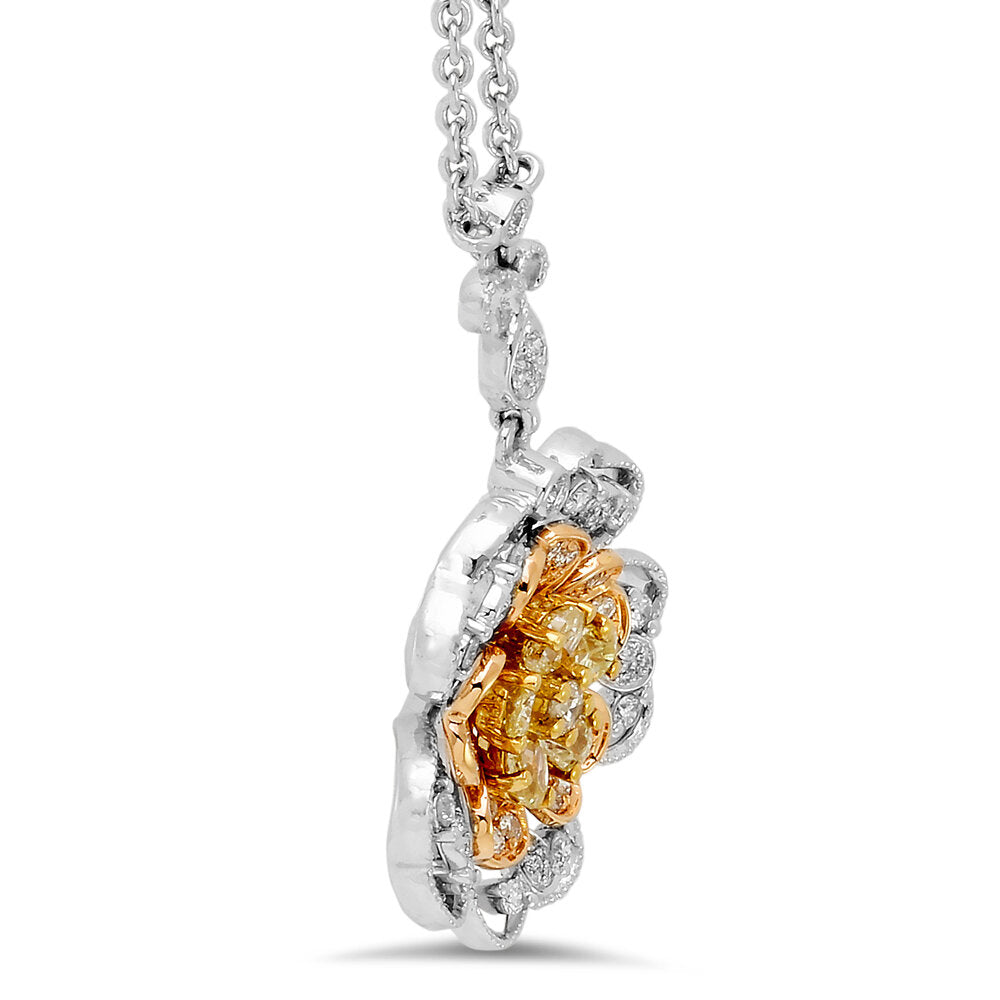 18K tri-tone gold diamond pendant - SKU#: 21859