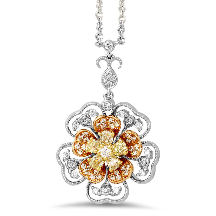 18K tri-tone gold diamond pendant - SKU#: 21859