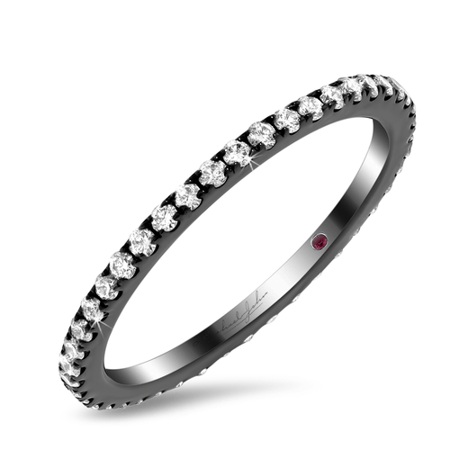 18K gold black rhodium eternity band with diamonds - SKU#: 21998