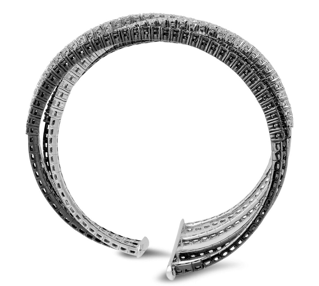 18K white and black gold diamond bangle - SKU#: 22237