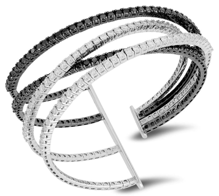 18K white and black gold diamond bangle - SKU#: 22237