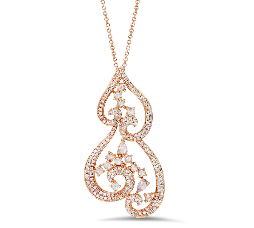 18K rose gold diamond pendant - SKU#: 23430