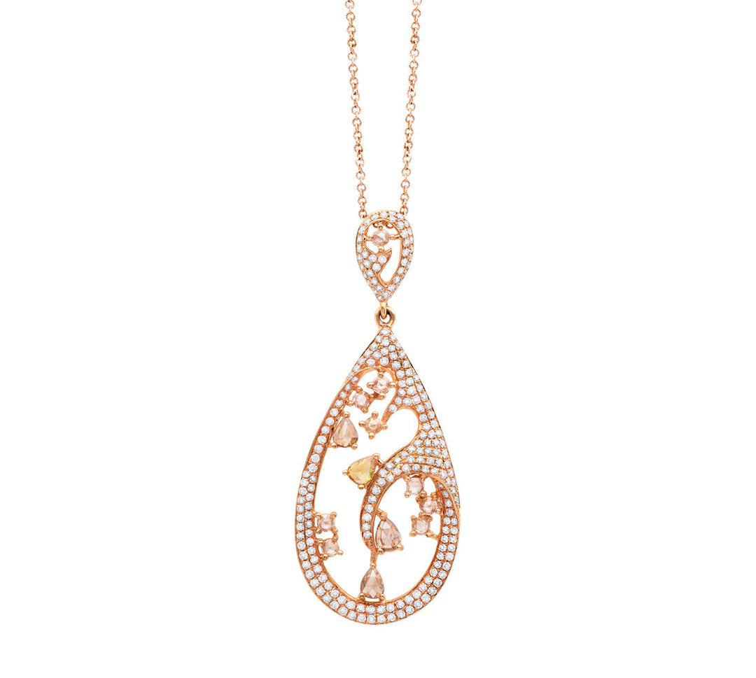 18K rose gold diamond pendant - SKU#: 23433