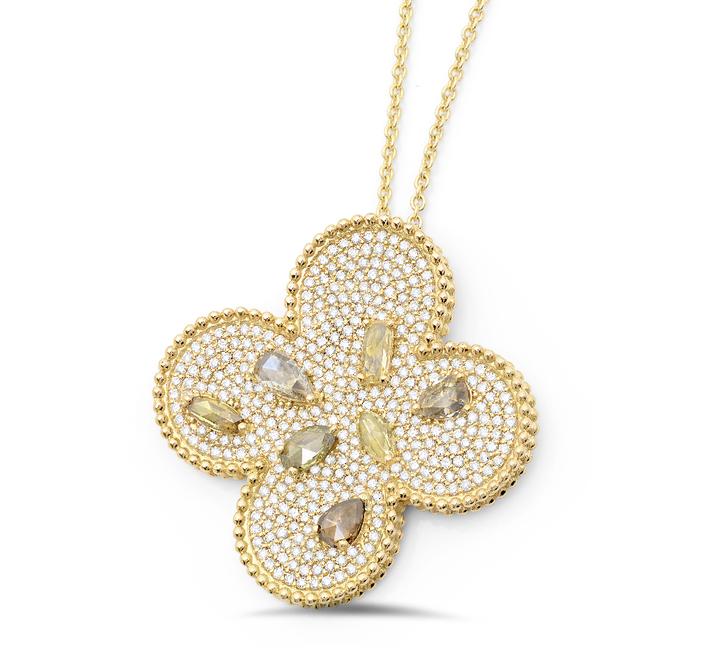 18K yellow gold diamond pendant - SKU#: 23687