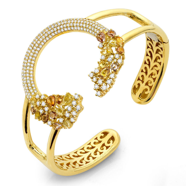 18K yellow gold diamond bangle - SKU# 23999