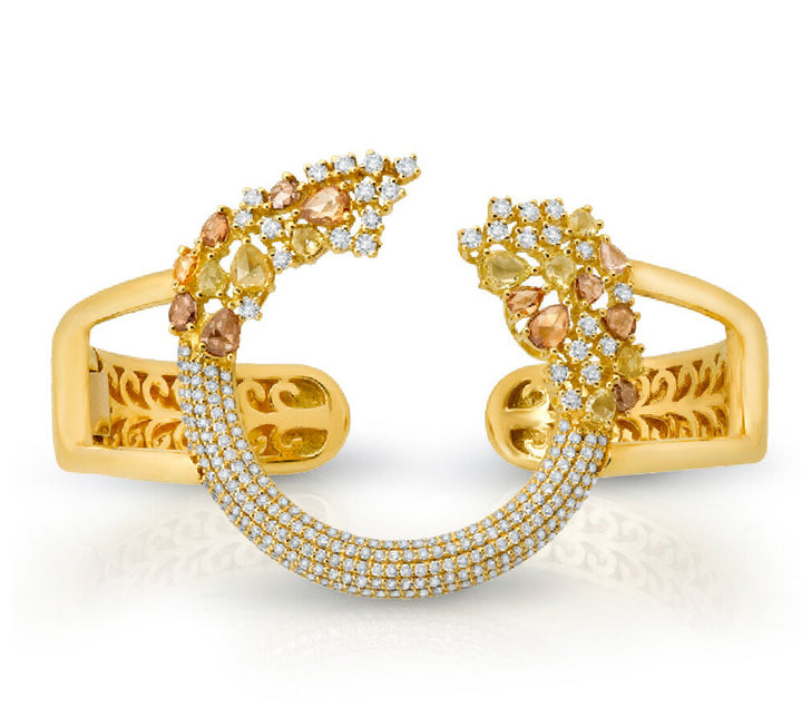 18K yellow gold diamond bangle - SKU# 23999