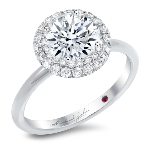 18K white gold engagement ring - SKU# 25875