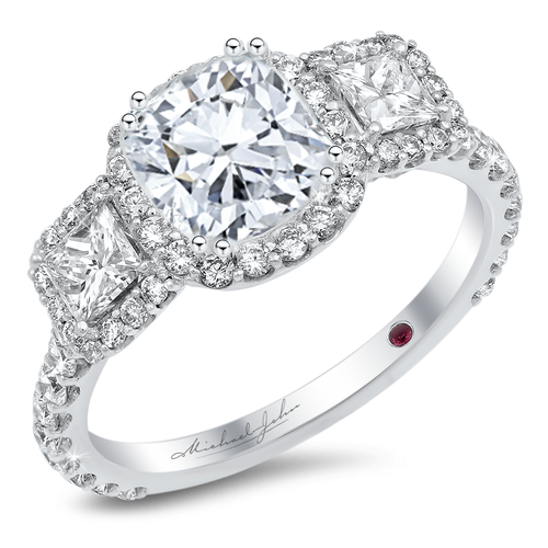 18K white gold engagement ring - SKU# 25938