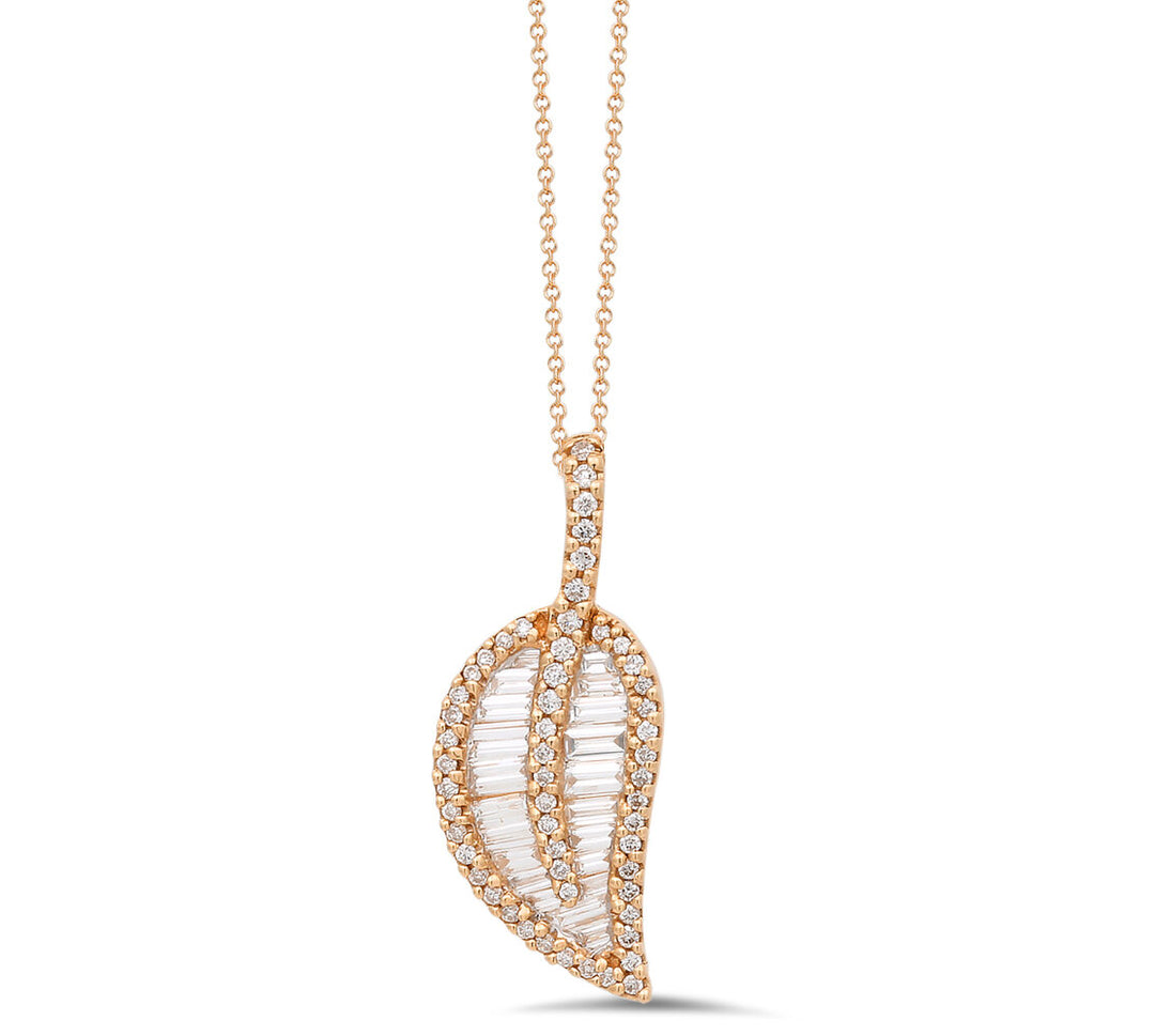 18K gold leaf diamond pendant(SMALL)- SKU#: 30130