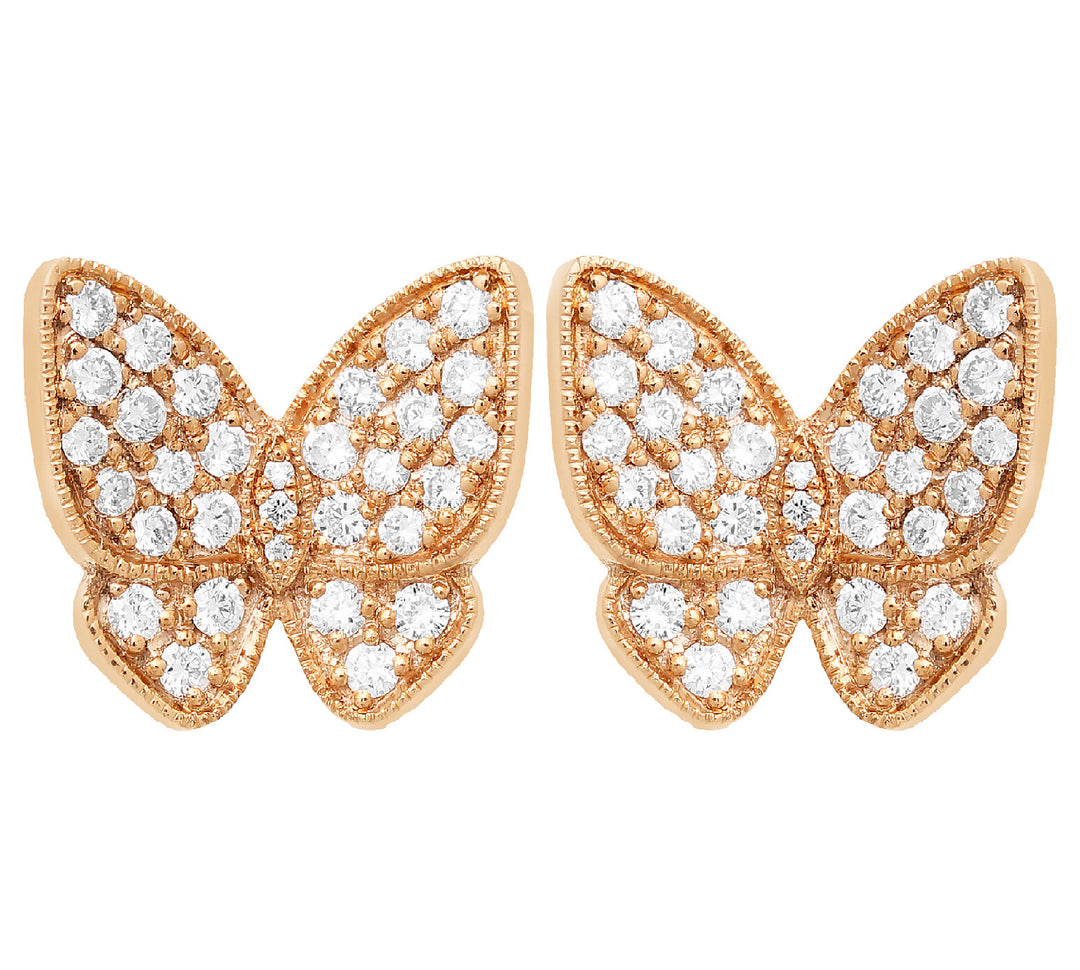 18K gold diamond butterfly stud earrings - SKU#: 28120