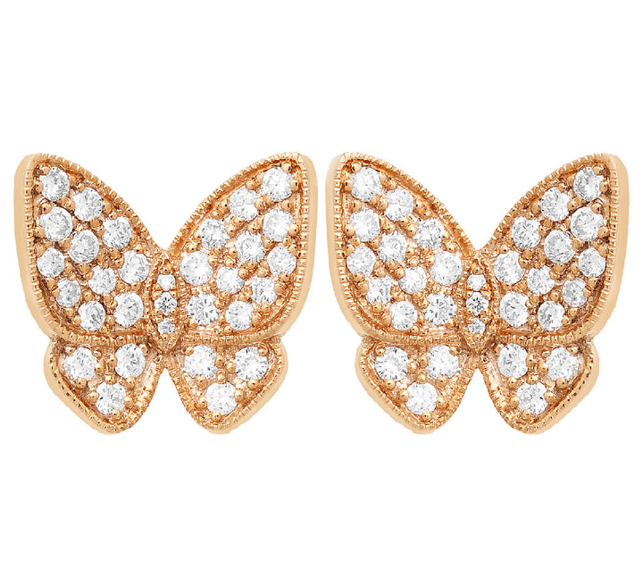 18K gold diamond butterfly stud earrings - SKU#: 28120