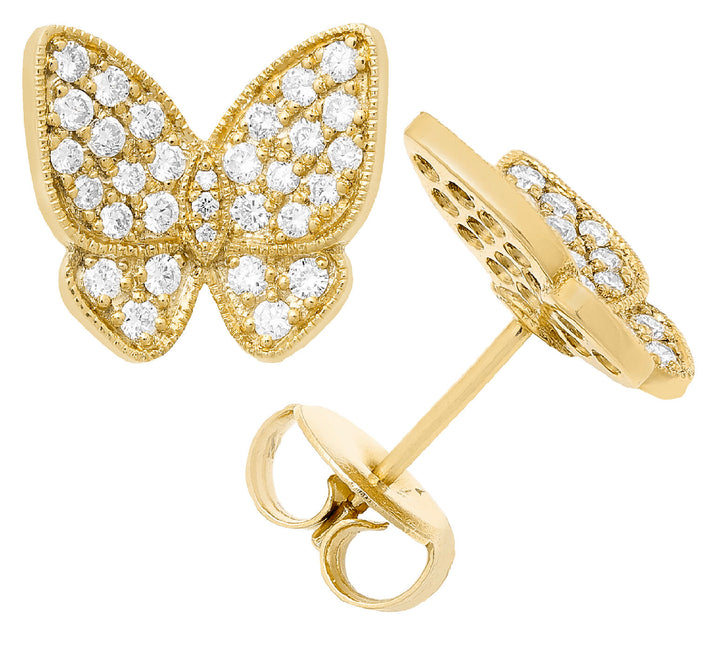 18K gold diamond butterfly stud earrings - SKU#: 28120