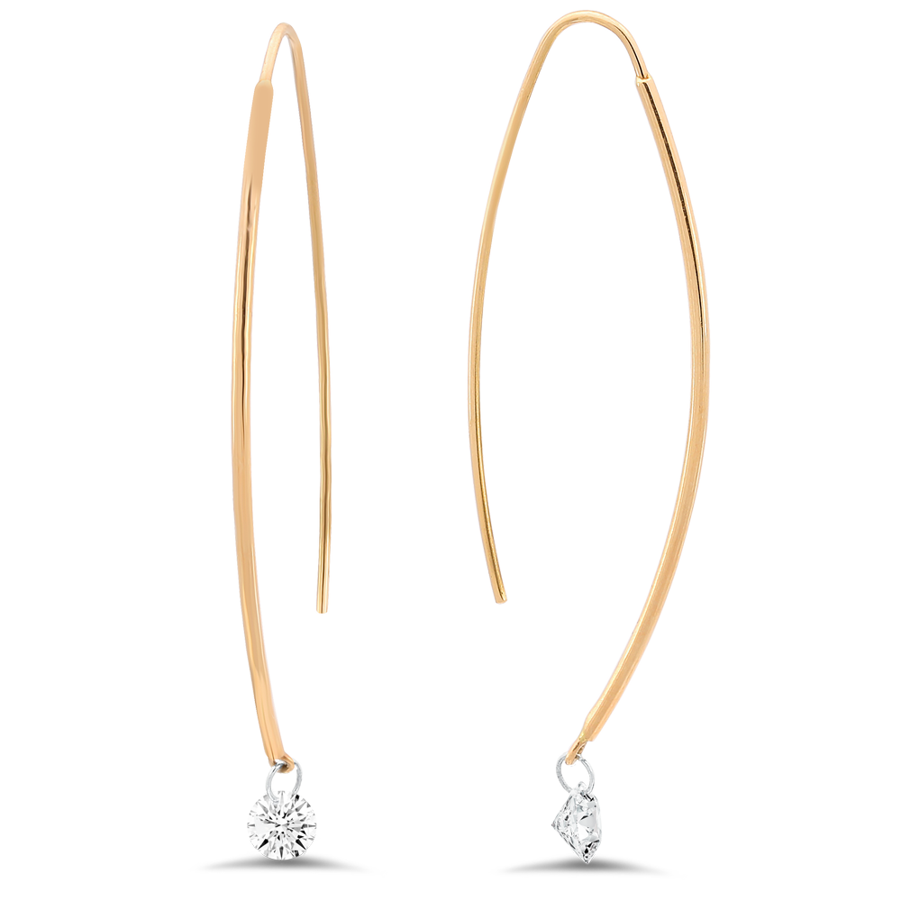 18K gold diamond spearhook earrings - SKU#: 28679