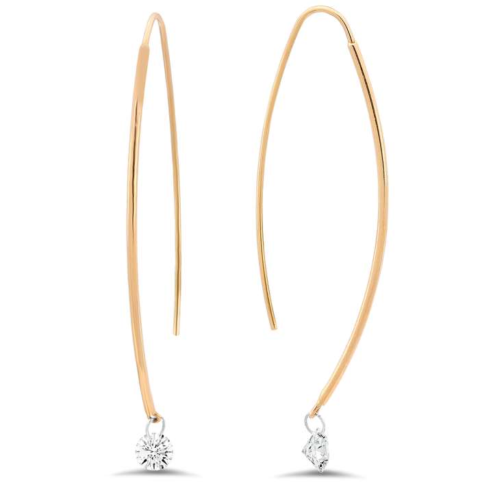 18K gold diamond spearhook earrings - SKU#: 28679