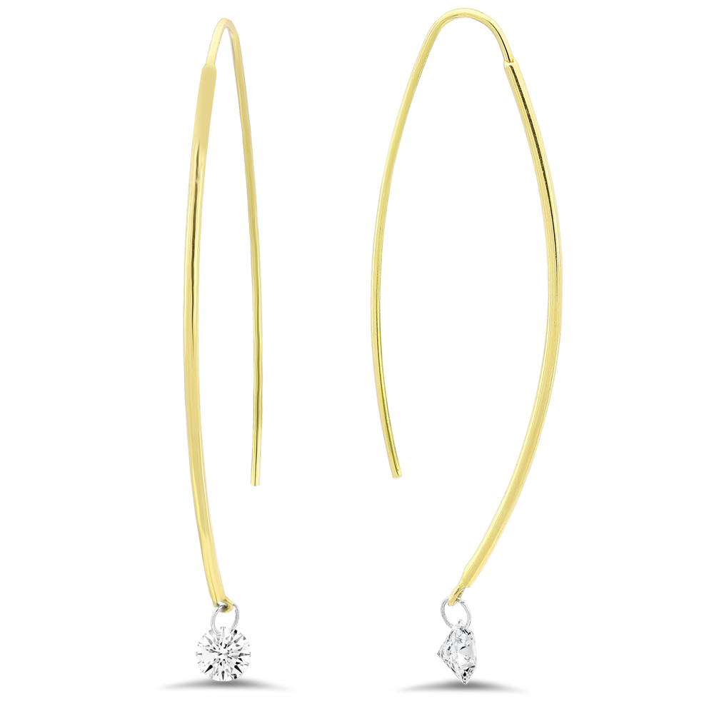 18K gold diamond spearhook earrings - SKU#: 28679