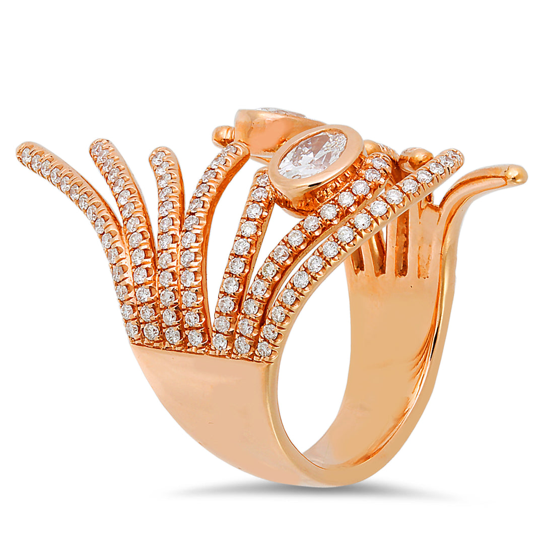 18K rose gold diamond ring - SKU#: 29014