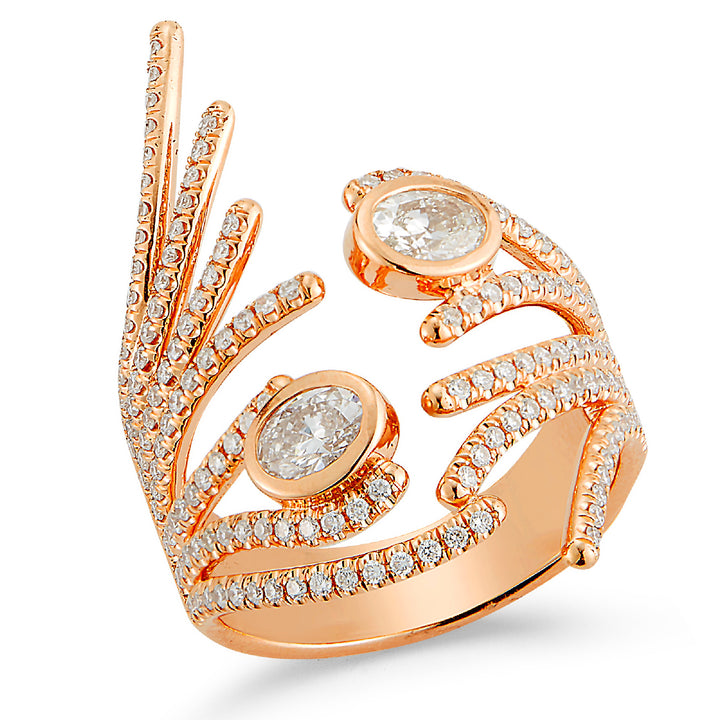 18K rose gold diamond ring - SKU#: 29014