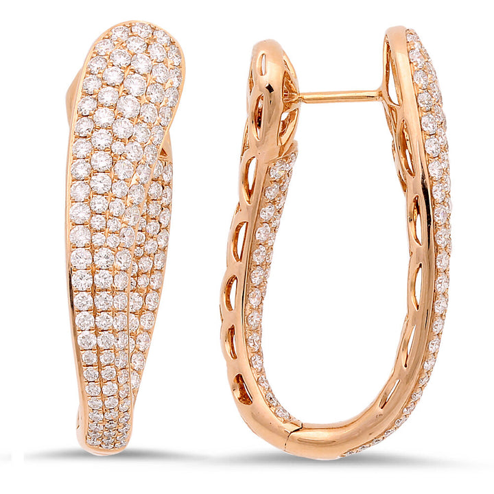 18K rose gold diamond earrings - SKU#: 29625