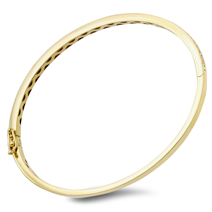 Halfway diamond bangle in 18K gold - SKU#: 30100