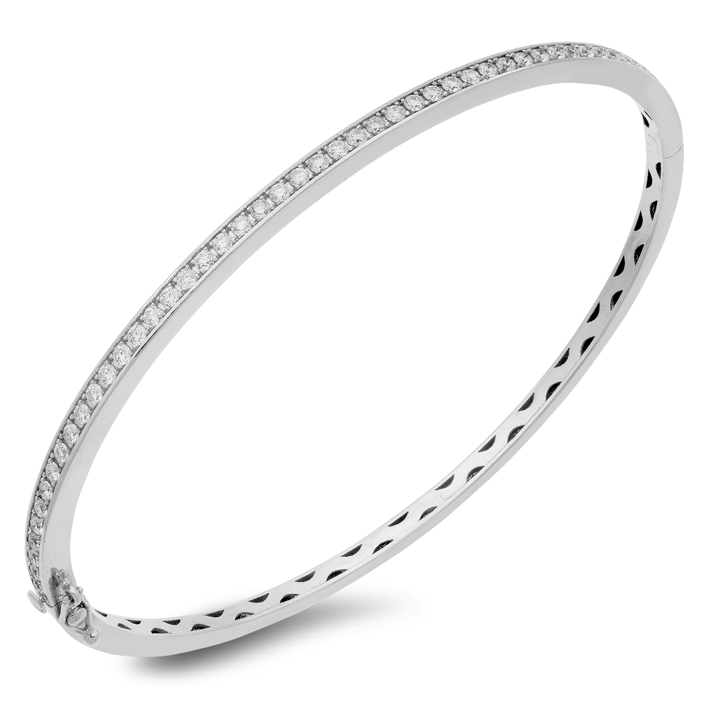 Halfway diamond bangle in 18K gold - SKU#: 30100