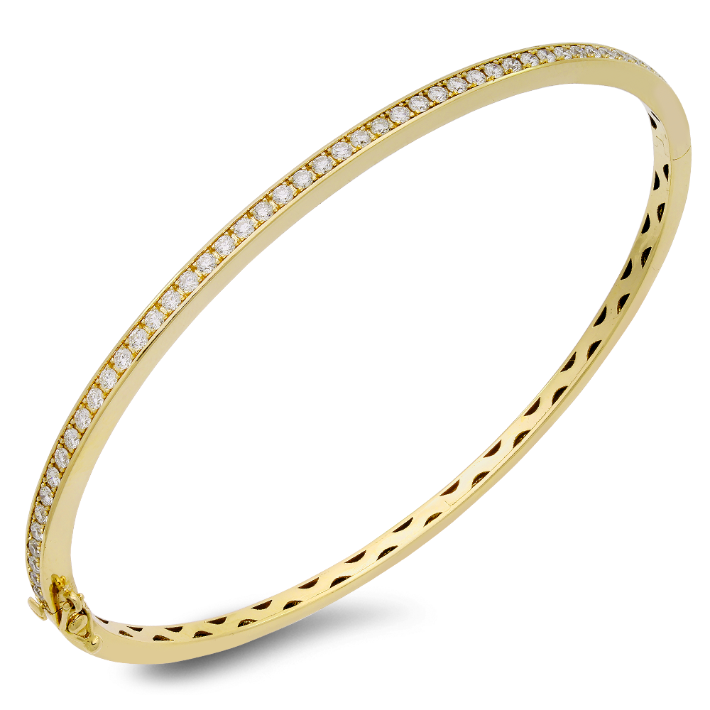 Halfway diamond bangle in 18K gold - SKU#: 30100