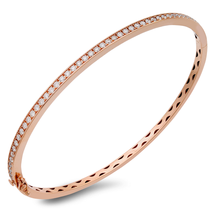 Halfway diamond bangle in 18K gold - SKU#: 30100