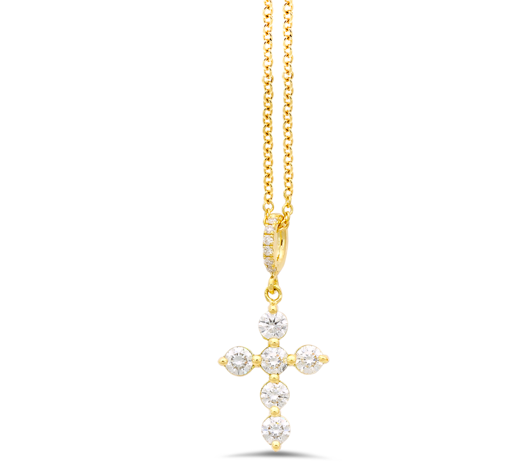 18K gold diamond cross pendant - SKU#: 30348