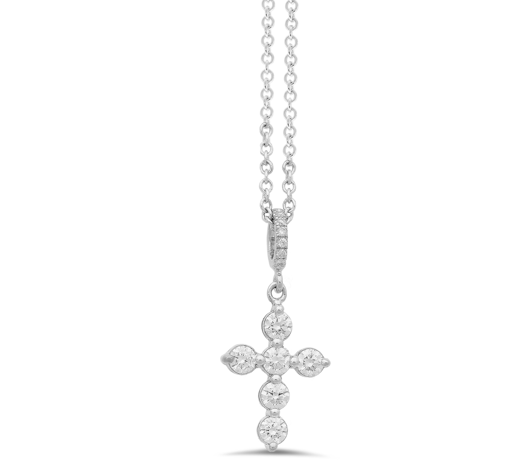 18K gold diamond cross pendant - SKU#: 30348