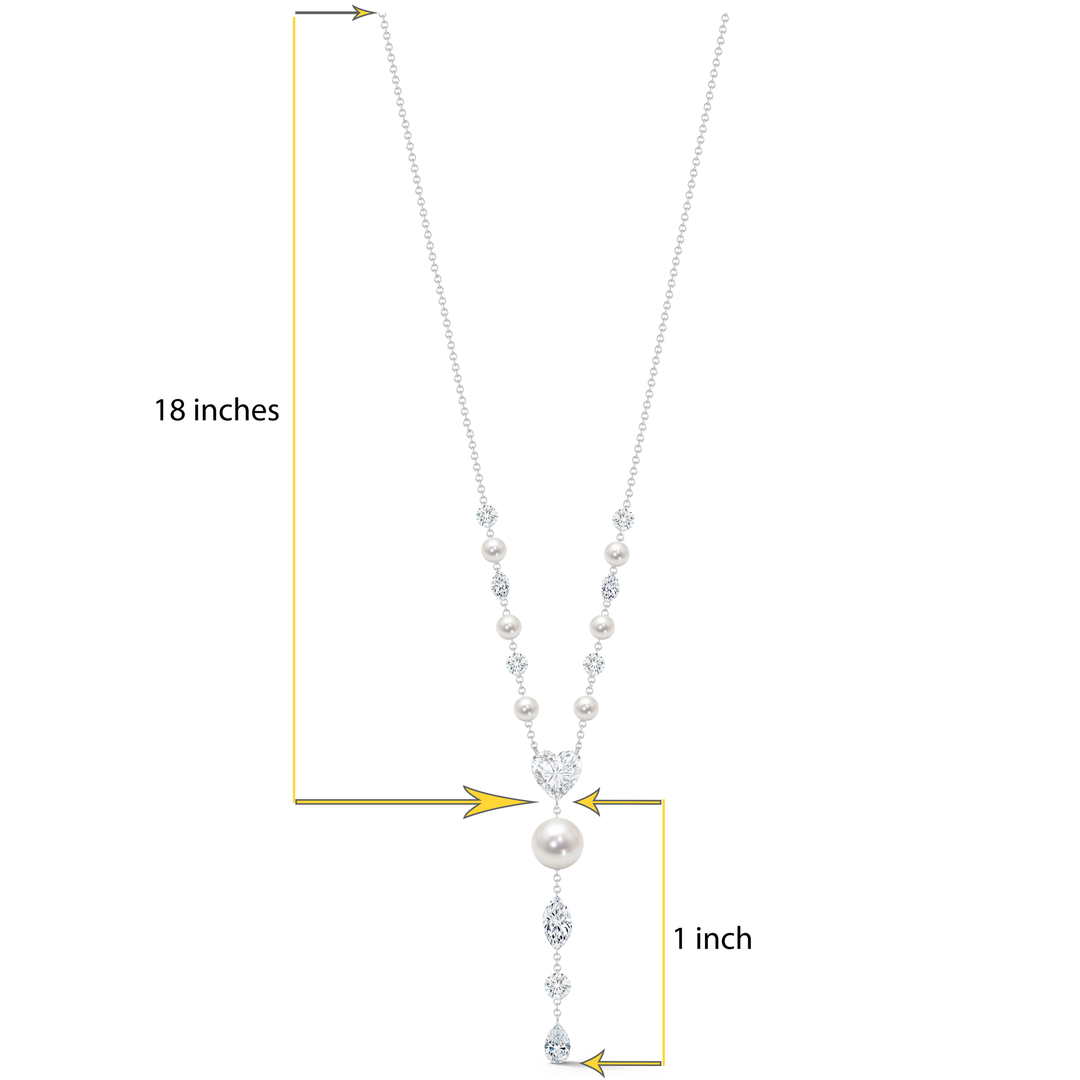 Diamond and pearl necklace in 18K gold - SKU#: 30767