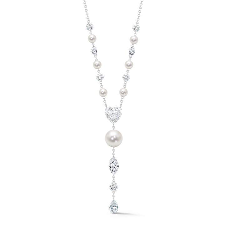 Diamond and pearl necklace in 18K gold - SKU#: 30767