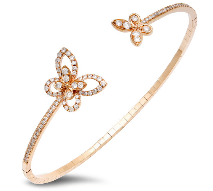 Butterfly diamond bangle in 18K gold - SKU#: 31242